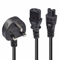 Lindy 30374 2.5m UK 3 Pin Plug To IEC C13 (Kettle) & IEC C5 (Clover) 10 Amp Mains