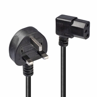 Lindy 30446 1m UK 3 Pin Plug To Right Angle IEC C13 (Kettle) 5 Amp Fuse Mains Extension