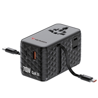 Verbatim Charge 'n' Travel 70W 2C Retractable Universal Travel Adapter Black