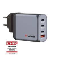 Verbatim GNC-100 GaN Charger 100W with 2 x USB-C PD 100W / 1 x USB-C PD 65W / 1 x USB-A