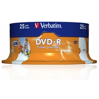[MCVER-43538] Verbatim DVD-R Wide Inkjet Printable ID Branded 25 Pack Spindle 4.7GB 16X
