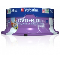 [MCVER-43667] Verbatim DVD+R Double Layer 8.5GB 8X Wide Printable 25 Pack Spindle No ID