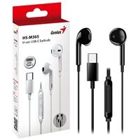 Genius HS-M365B USB-C In-Ear Wired Earbuds with In-Line Microphone and Volume Controls