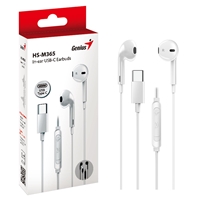 Genius HS-M365W USB-C In-Ear Wired Earbuds with In Line Microphone and Volume Controls