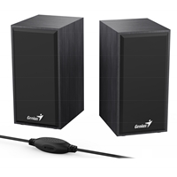 Genius SP-HF180 6W Wooden Desktop USB 2.0 Stereo Speakers with 3.5mm Audio Jack & Volume