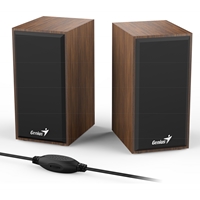 Genius SP-HF180 6W Wooden Desktop USB 2.0 Stereo Speakers with 3.5mm Audio Jack & Volume